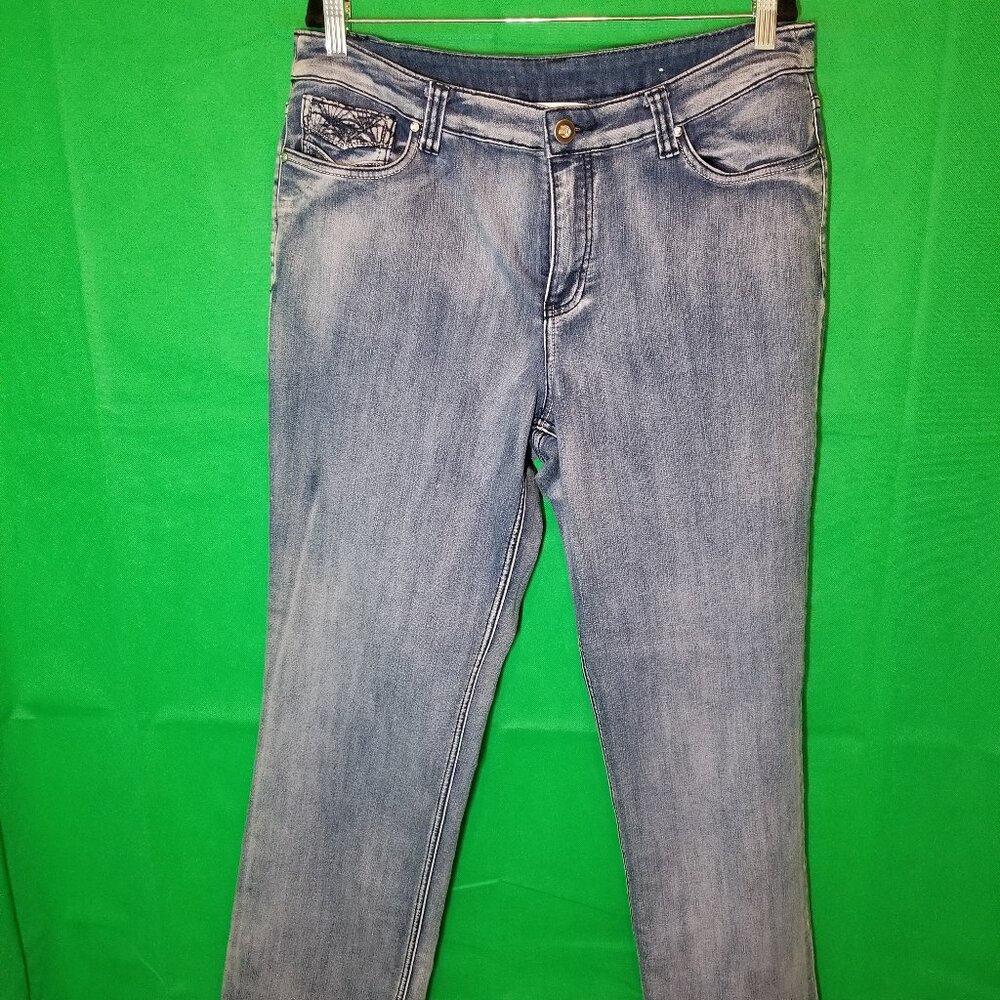 Christopher & Banks Boot Cut Jeans Women 14 Jewel Embroidered Embellished Pocket